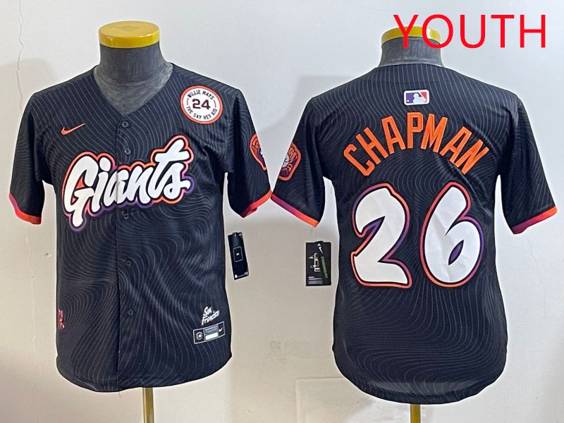 Youth San Francisco Giants #26 Chapman Black Joint Name 2025 Nike MLB Jersey style 10